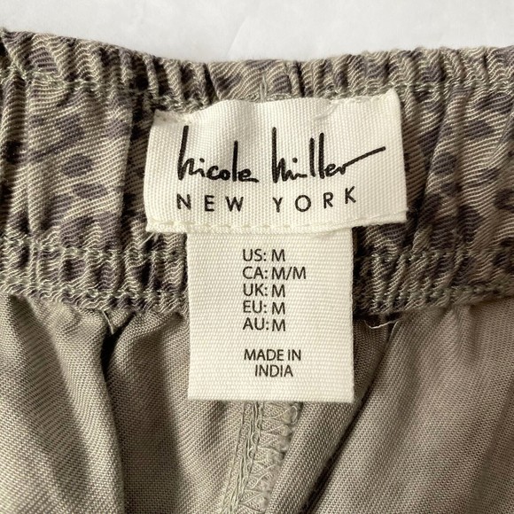 Nicole Miller CUT OFF Hem Jogger Pants Medium Taupe Animal Print Lyocell READ - Picture 4 of 16